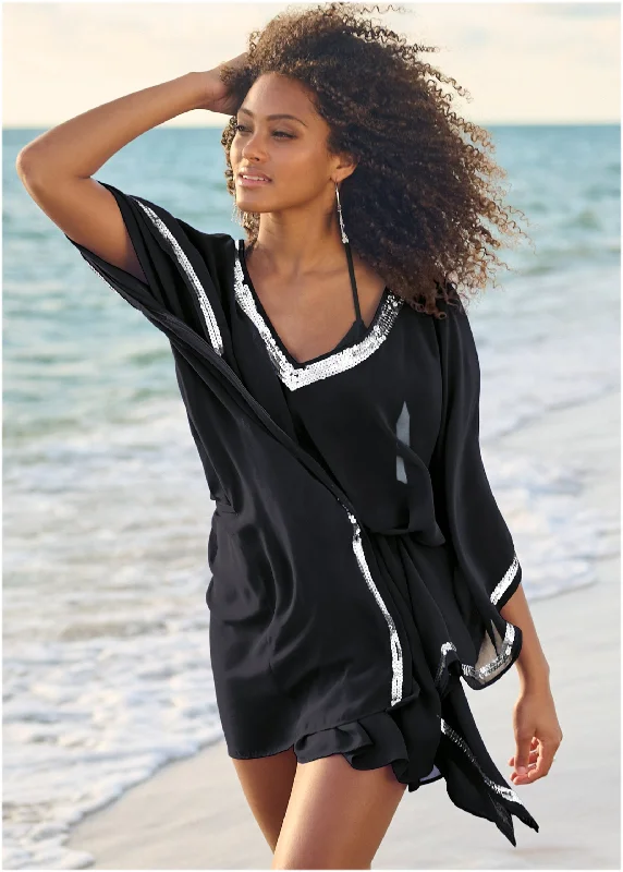 Sequin Tunic Cover-Up - Black Beauty Party Sequin Dress