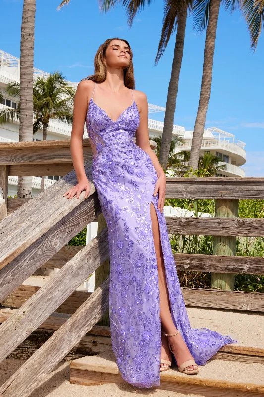 Nox Anabel E1710 Long Beaded Slit Sequin Formal Prom Dress Sexy Sequin Gown