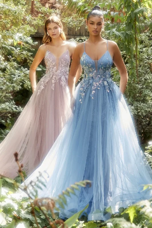 Iridescent Sequin Applique Pleated a-line Embellished V-neck Long Prom & Bridesmaid Dress CDA1143 Silver Glitter Sequin