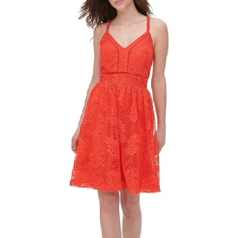 Guess Women's Lace Crisscross Dress Orange Size 6 Lace Dress Appeal