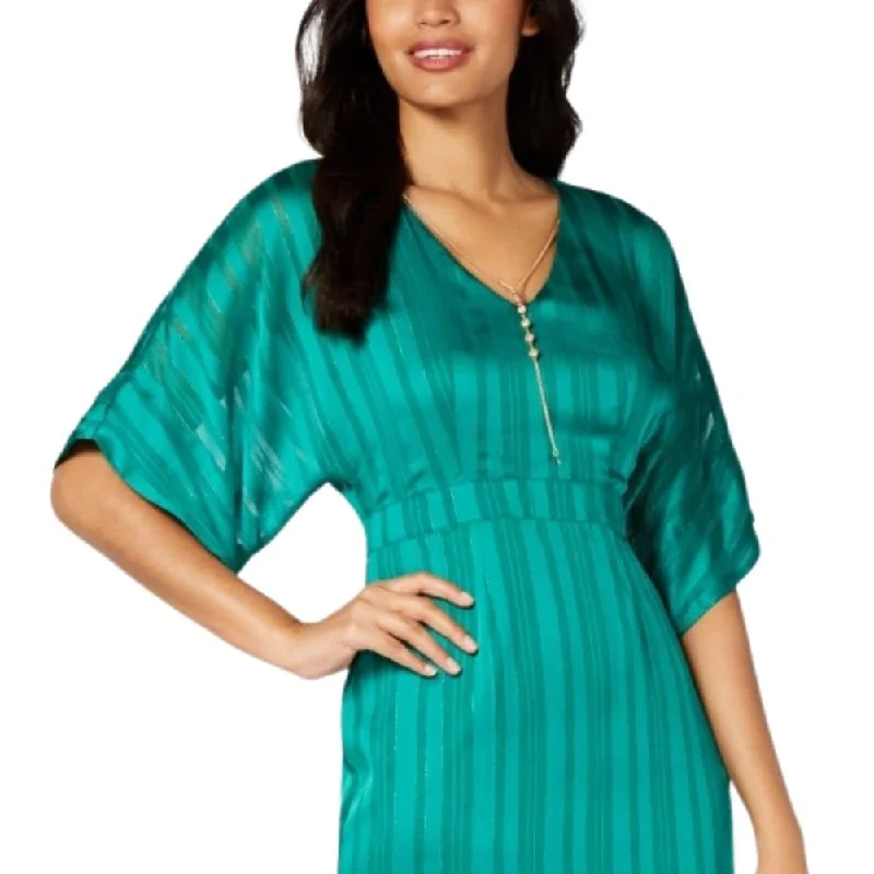 Thalia Sodi Women's Dolman Sleeve Necklace Mini Dress Green Size X-Small Lace Dress Accent