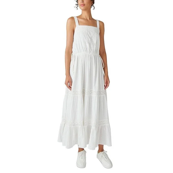 Lucky Brand Women's Lace Tiered Maxi Dress White Size Medium Lace Evening Gown