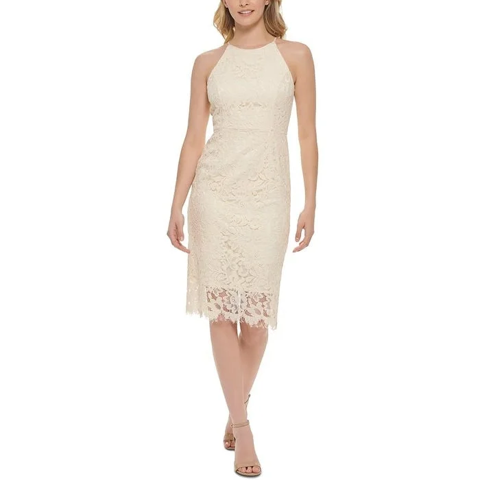 Eliza J Women's Lace Halter Dress White Size 6Petite - 6P Lace Party Gown