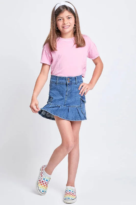 YMI | Girls Cargo Pleated Denim Skirt