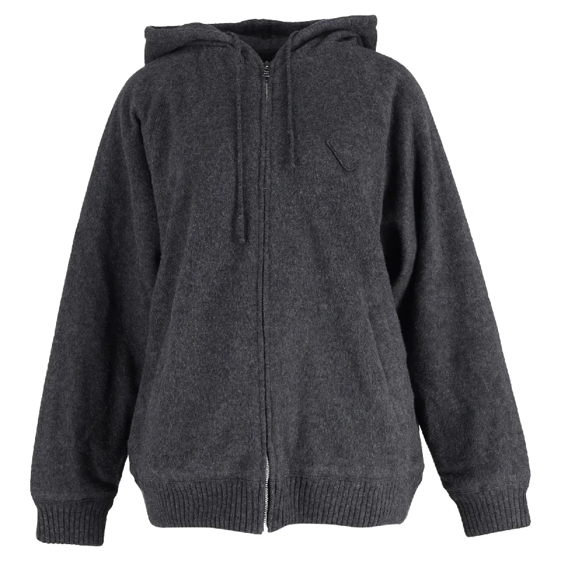 Women's breathable jacketsWomen's breathable jacketsPrada Oversized Hooded Jacket in Grey Cashmere Women's Levi’s jackets