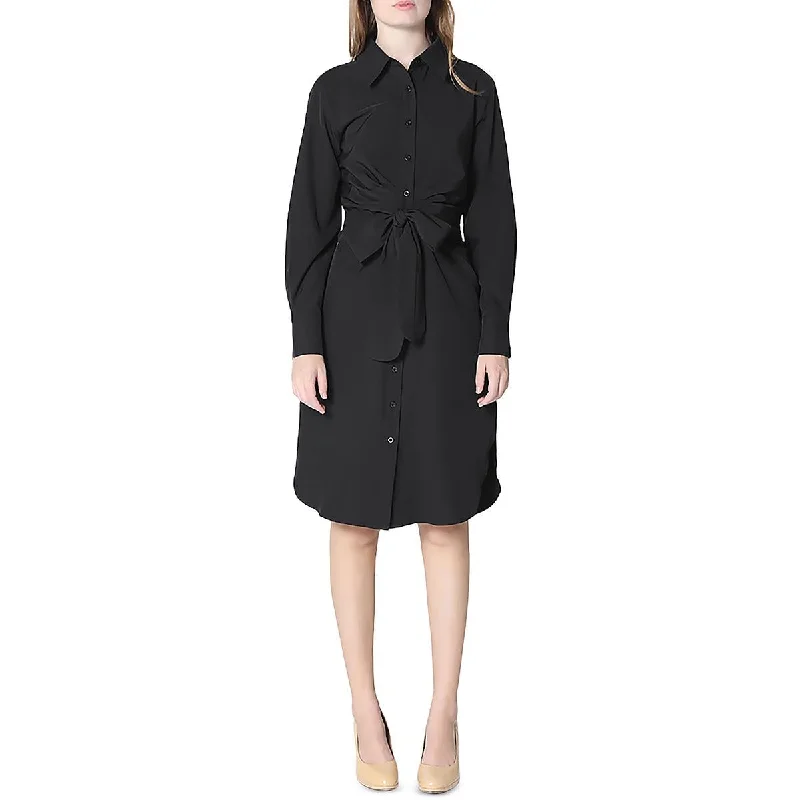 Womens Solid Point Collar Shirtdress Shirt Dress Glam