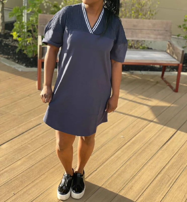 Jersey Shirt Dress In Blue Linen Shirt Dress