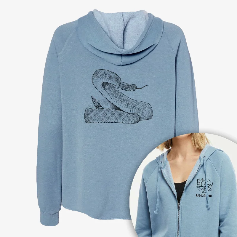 Western Diamondback Rattlesnake - Crotalus atrox - Women's Cali Wave Zip-Up Sweatshirt Cozy Zip Hoodie