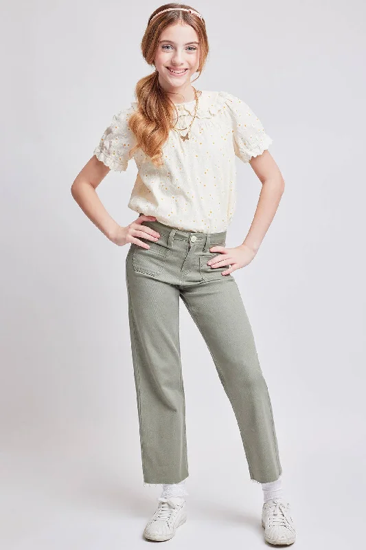 YMI | Girls Wide Leg Olive Jeans