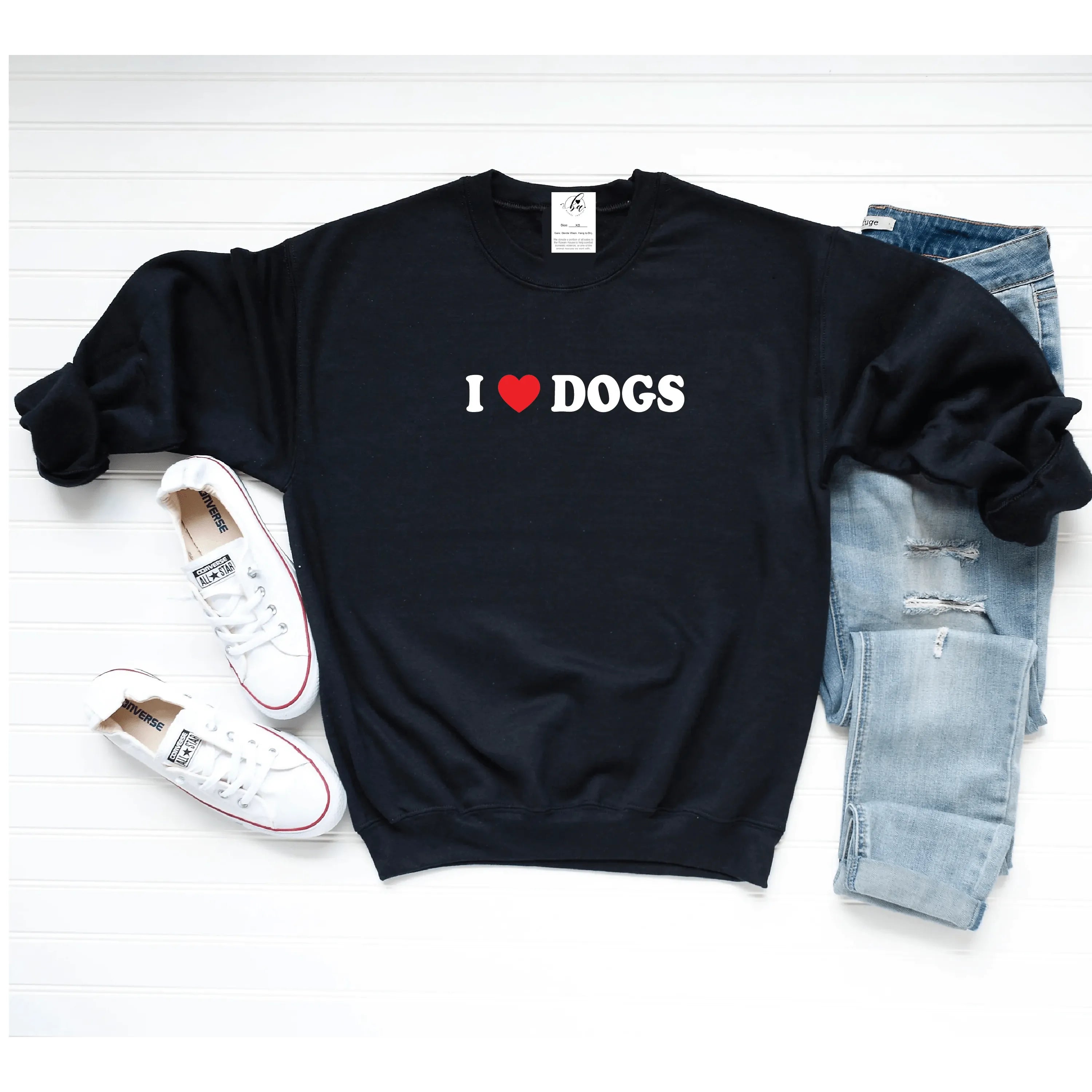 I Love Dogs Crew Cozy Sweatshirt Design