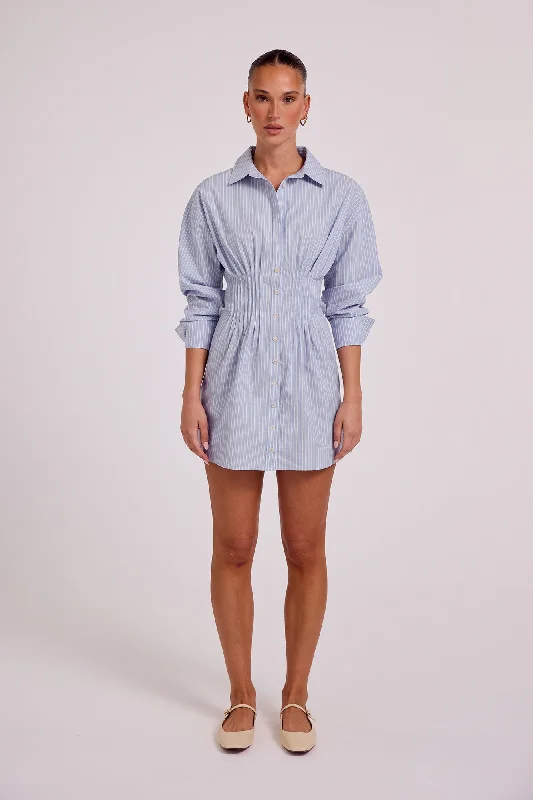 Emery Shirt Dress Poolside Stripe Plaid Shirt Dress