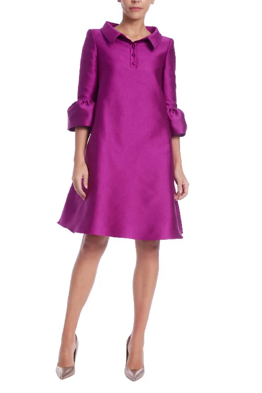 Texture A Line Shirt Dress In Purple Relaxed Shirt Gown