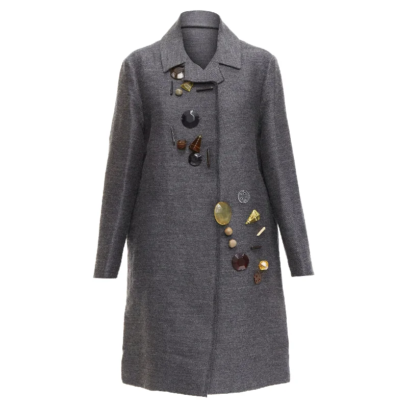 Women's winter-ready jacketsWomen's winter-ready jacketsMarni Wool Geometric Beads Embellishment Trapeze Coat Women's lightweight jackets