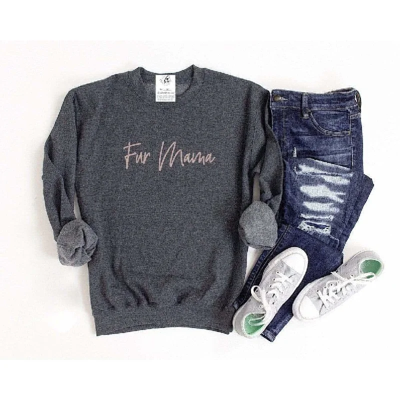 Fur Mama Charcoal Crew Cozy Hoodies & Sweatshirts