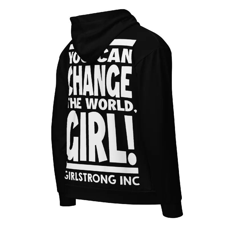 Women's vintage jacketsWomen's vintage jacketsGS GRAPHIX ZIP HOODIE BLACK - YOU CAN CHANGE THE WORLD, GIRL! Women's casual jackets