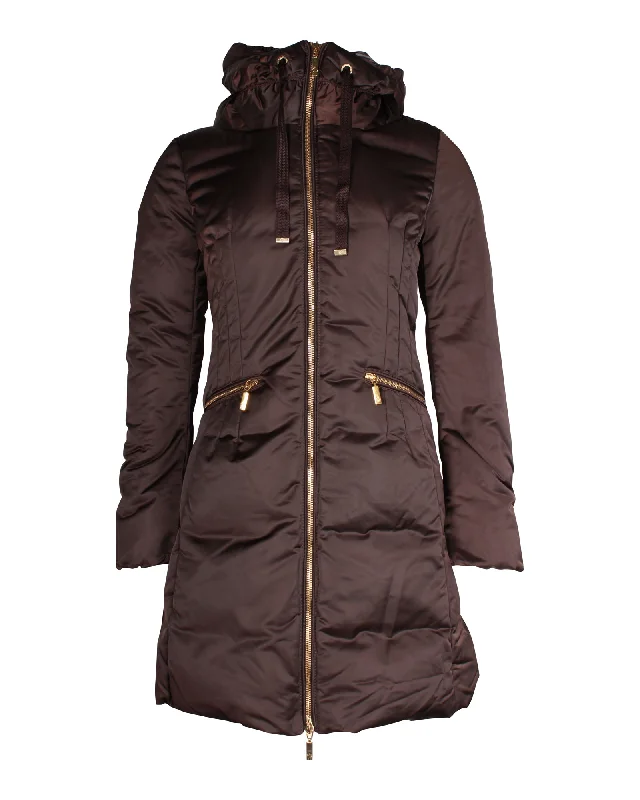 Women's budget jacketsWomen's budget jacketsMoncler Puffed Long Coat in Brown Polyester Women's motorcycle jackets