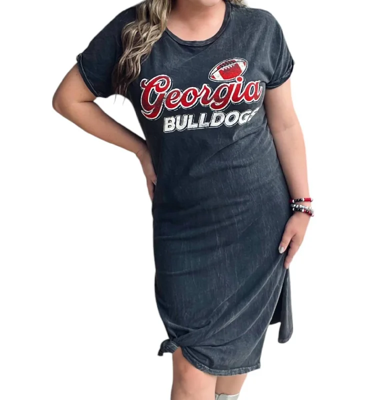 Ga Bulldogs T-Shirt Dress In Black Basic Shirt Dress