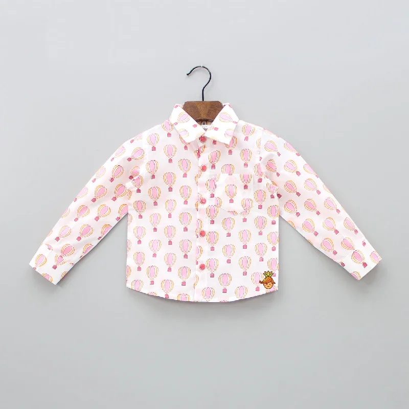 Pre Order: Neon Pink Hot Air Balloon Print Shirt