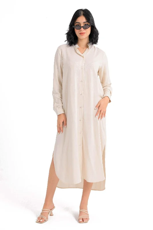 Mandarin Collar Shirt Dress White Shirt Dress