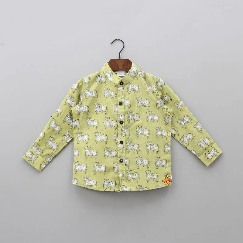 Pre Order: Cow Block Printed Shirt