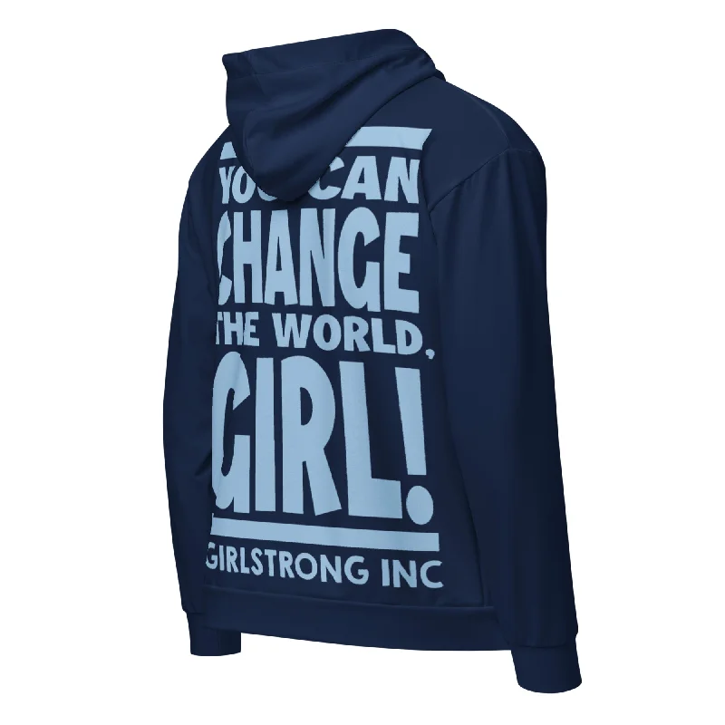 Women's ski jacketsWomen's ski jacketsGS GRAPHIX ZIP HOODIE NAVY - YOU CAN CHANGE THE WORLD, GIRL! Women's commuter jackets