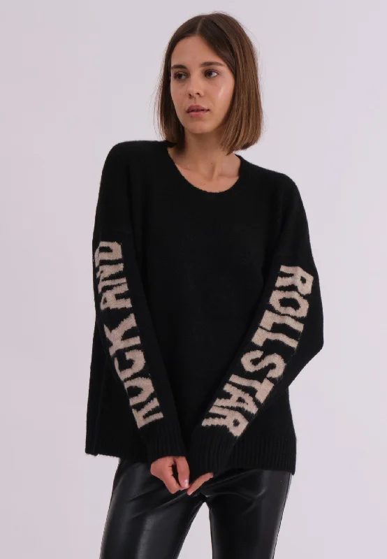 ROCK AND ROLL JUMPER BLACK & NUDE Casual Sweatshirts for Women