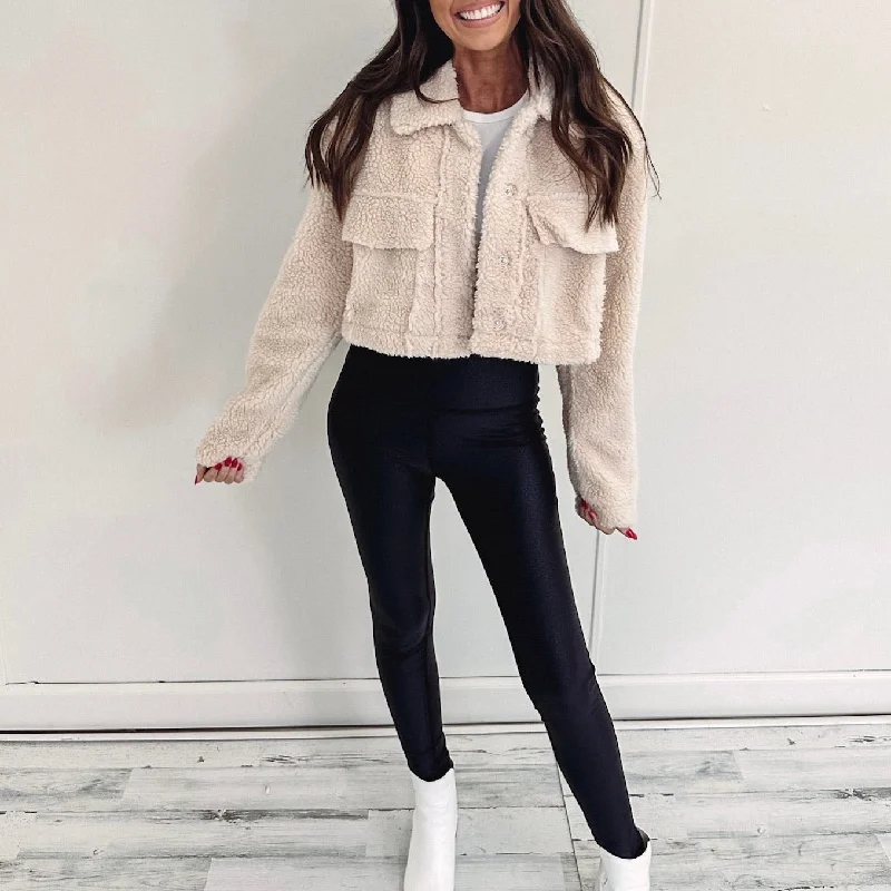 Women's oversized jacketsWomen's oversized jacketsMina Teddy Cropped Jacket Women's elegant jackets