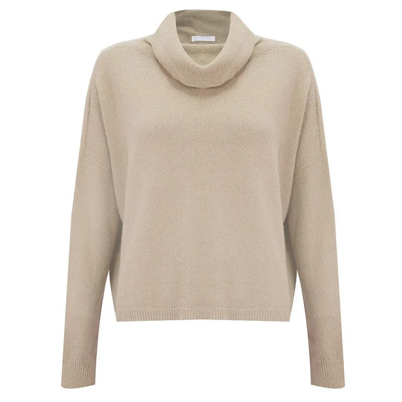 Jannie Cowl Neck Boxy Jumper in Beige