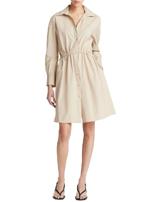 Vince Drawcord Ruched Shirtdress High-Waisted Shirt Dress