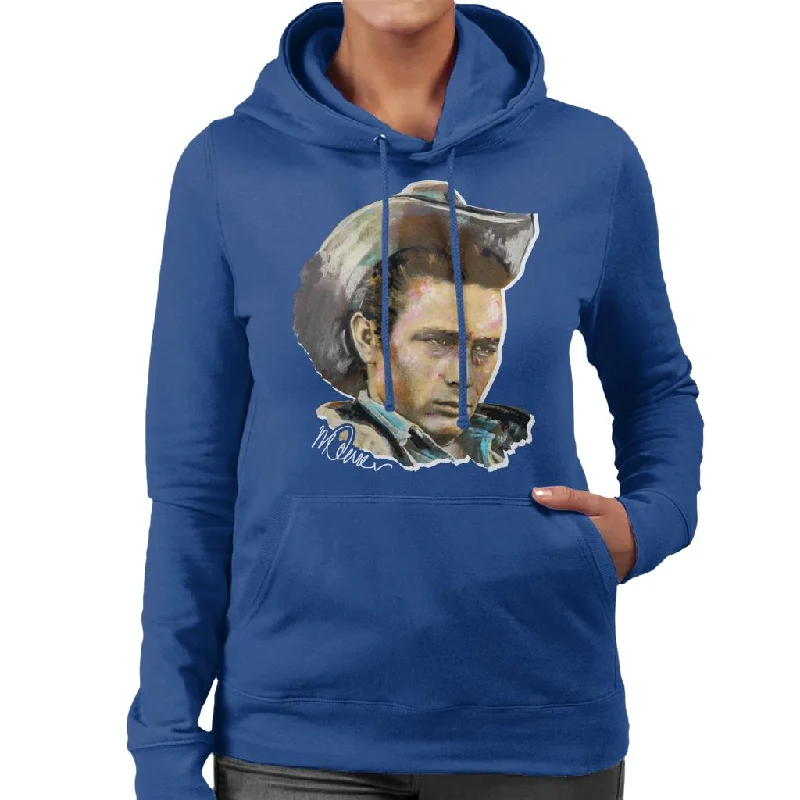 Sidney Maurer Original Portrait Of James Dean Cowboy Hat Women's Hooded Sweatshirt Hooded Sweatshirt for Women