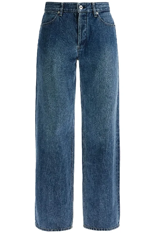 Loose Fit Straight Cut Jeans  - Blue