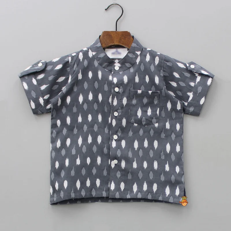 Pre Order: Grey Hand Block Printed Shirt