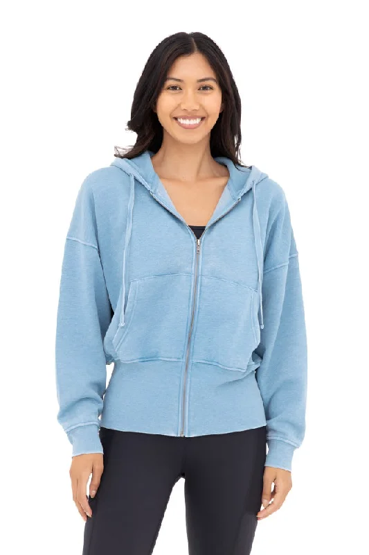 Women's business casual jacketsWomen's business casual jacketsMono B Fleece Hoodie Jacket KJ11571 Blue Jay Women's travel jackets