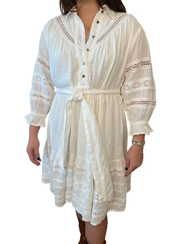 Primrose Shirt Dress In White Layered Shirt Dress