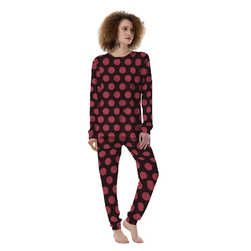 Black And Red Polka Dot Women's Pajamas Best pajama sets for lounging