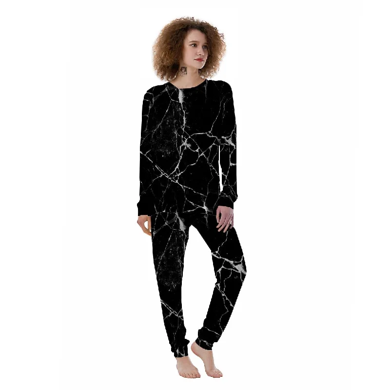 Black Cracked Marble Women's Pajamas Cheap pajama sets