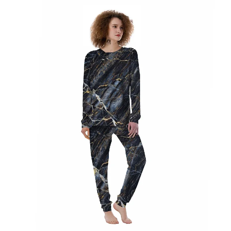 Black Gold Cracked Marble Women's Pajamas Affordable pajama sets