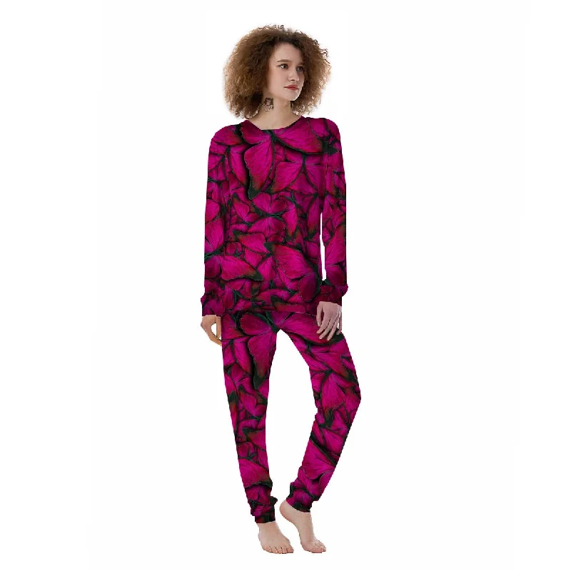 Black Pink Butterfly Print Women's Pajamas Shein pajama sets