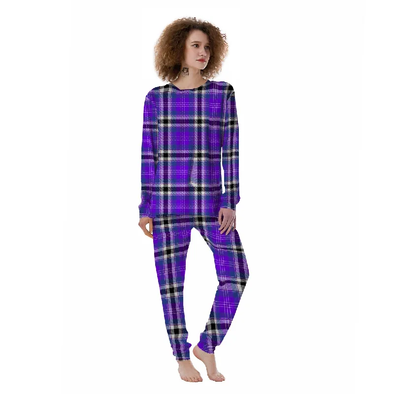 Black Purple Plaid Tartan Women's Pajamas H&M pajama sets