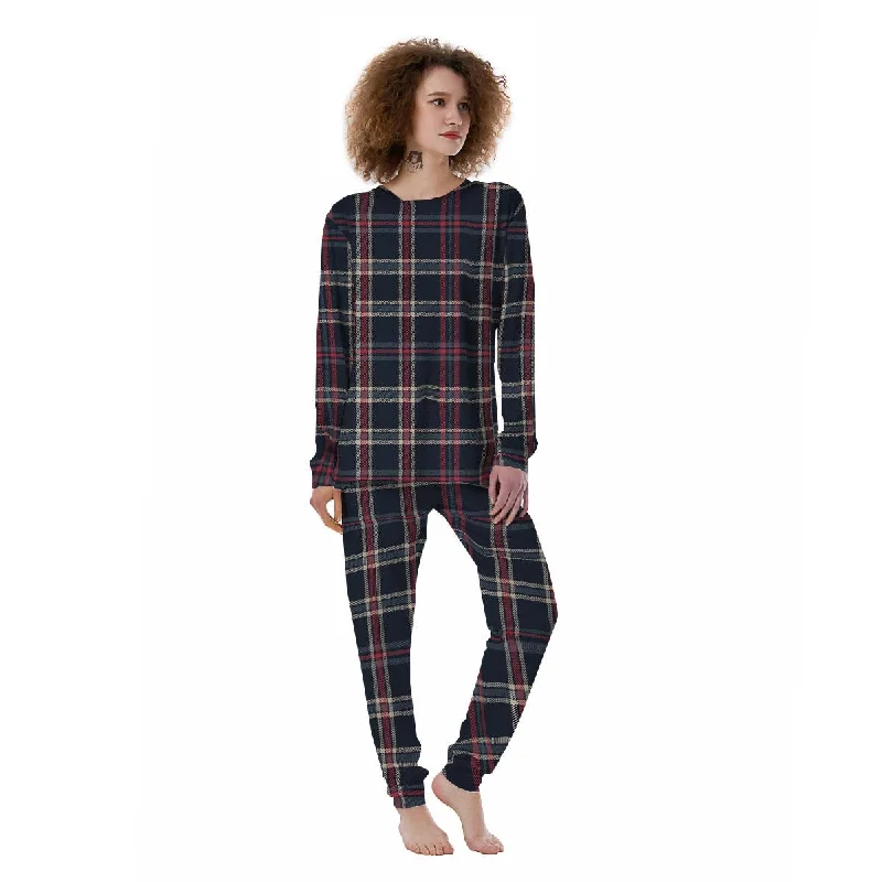 Black Tartan Plaid Women's Pajamas Work-from-home pajama sets