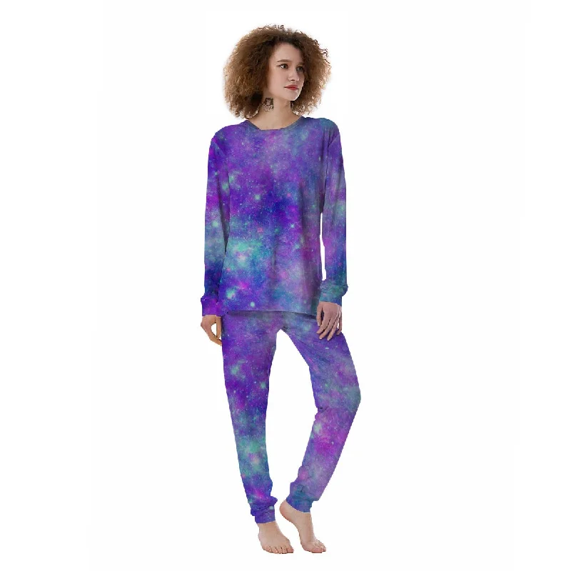 Blue And Pink Galaxy Space Women's Pajamas Loungewear pajama sets