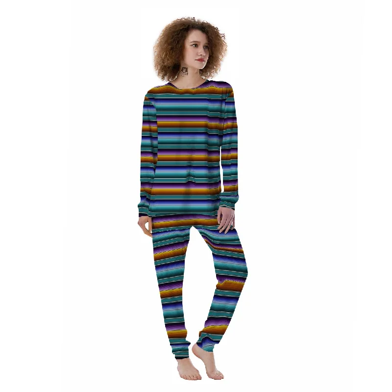 Blue Baja Serape Women's Pajamas Hoodie pajama sets