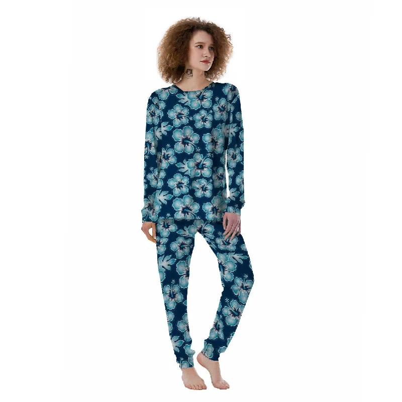 Blue Hibiscus Hawaiian Print Women's Pajamas Boho pajama sets