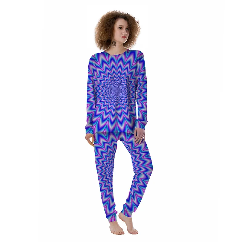 Blue Optical illusion Women's Pajamas Thermal pajama sets