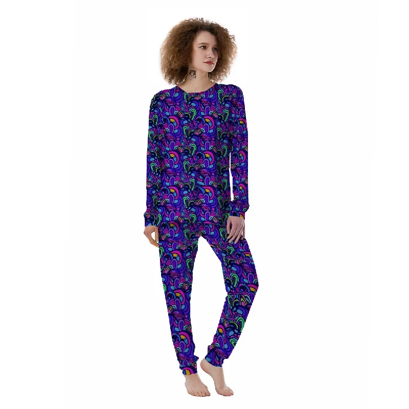 Blue Psychedelic Women's Pajamas Velvet pajama sets