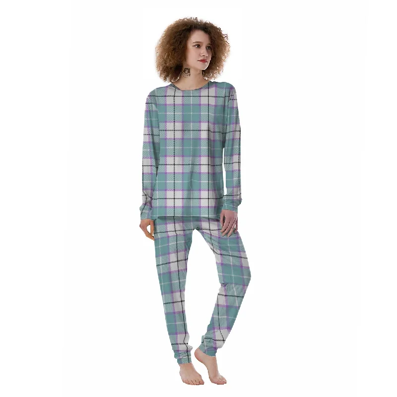 Blue Tartan Plaid Women's Pajamas Petite pajama sets