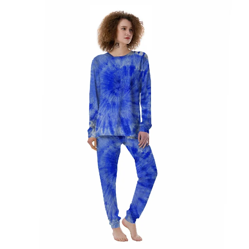 Blue Tie Dye Print Women's Pajamas Plus size pajama sets