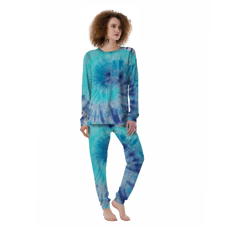 Blue Tie Dye Women's Pajamas Family matching pajama sets