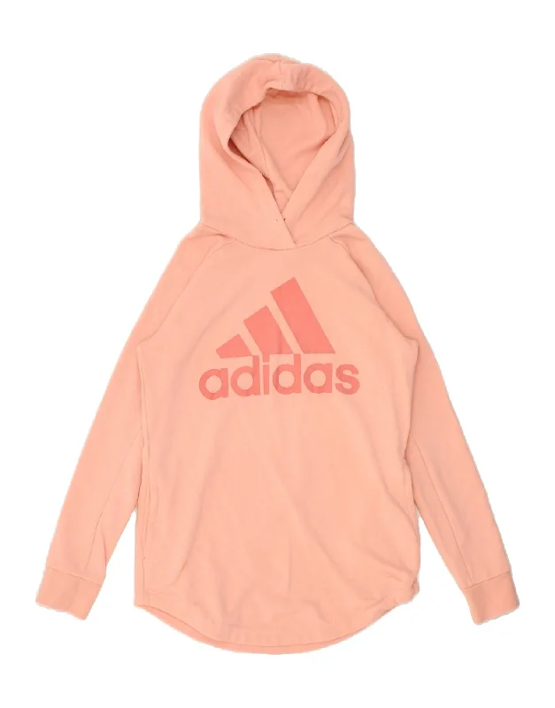 ADIDAS Womens Graphic Hoodie Jumper UK 12/14 Medium Pink Cotton Warm sweaters