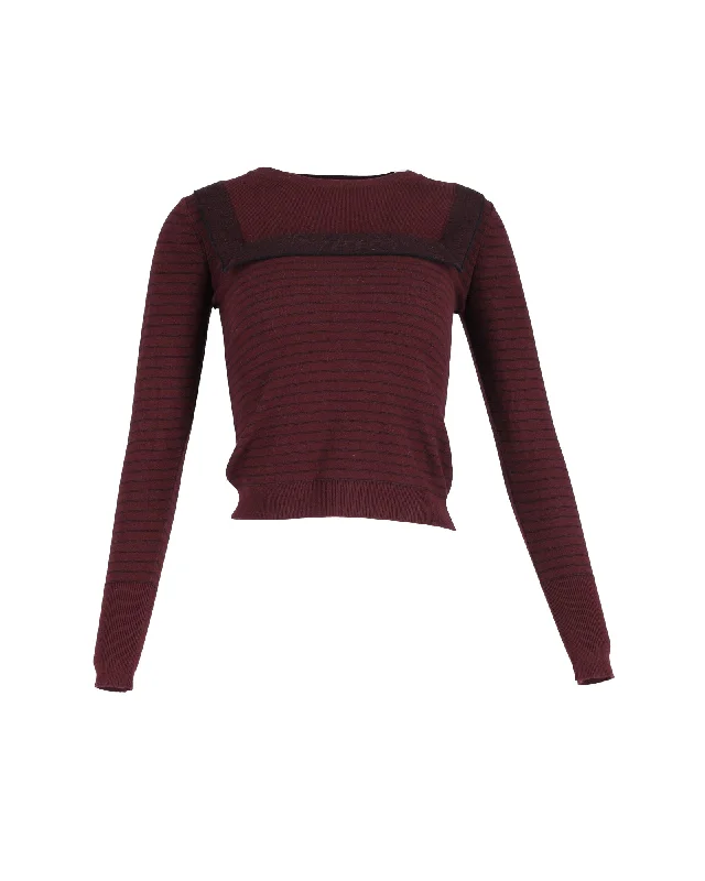 Chloé Stripe Sweatshirt in Burgundy Cotton Acrylic sweaters